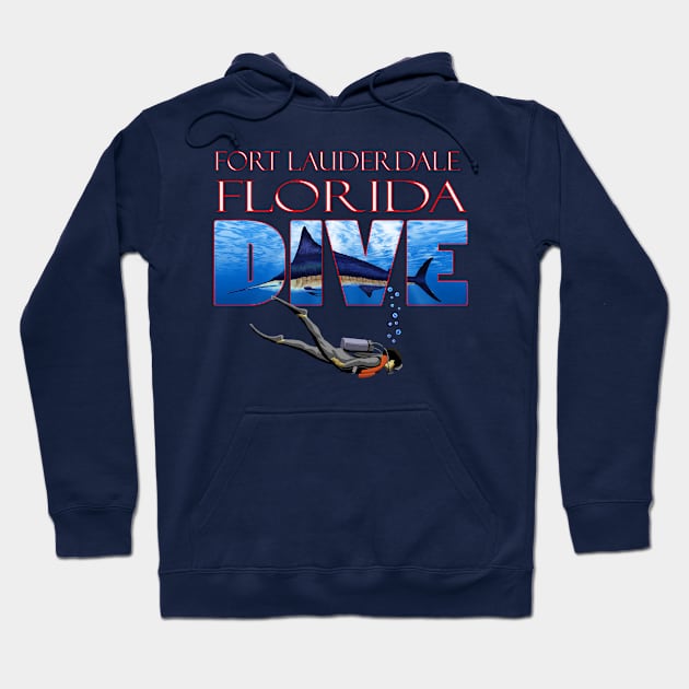 Fort Lauderdale Florida SCUBA Diver Ocean Snorkeling Hoodie by macdonaldcreativestudios